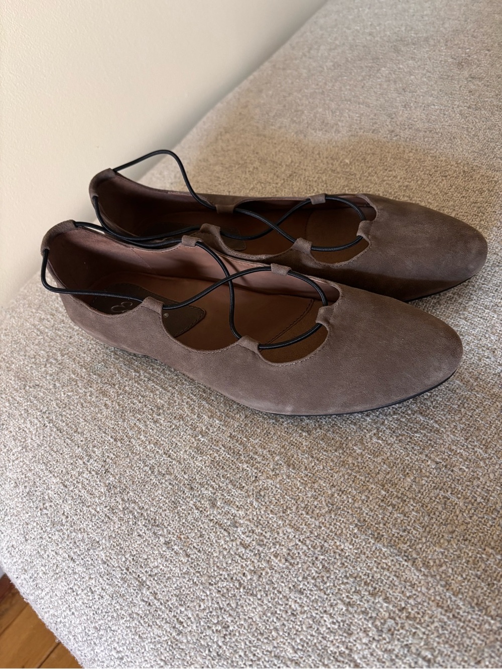 Vince Camuto Brown Suede Lace-Up Flats